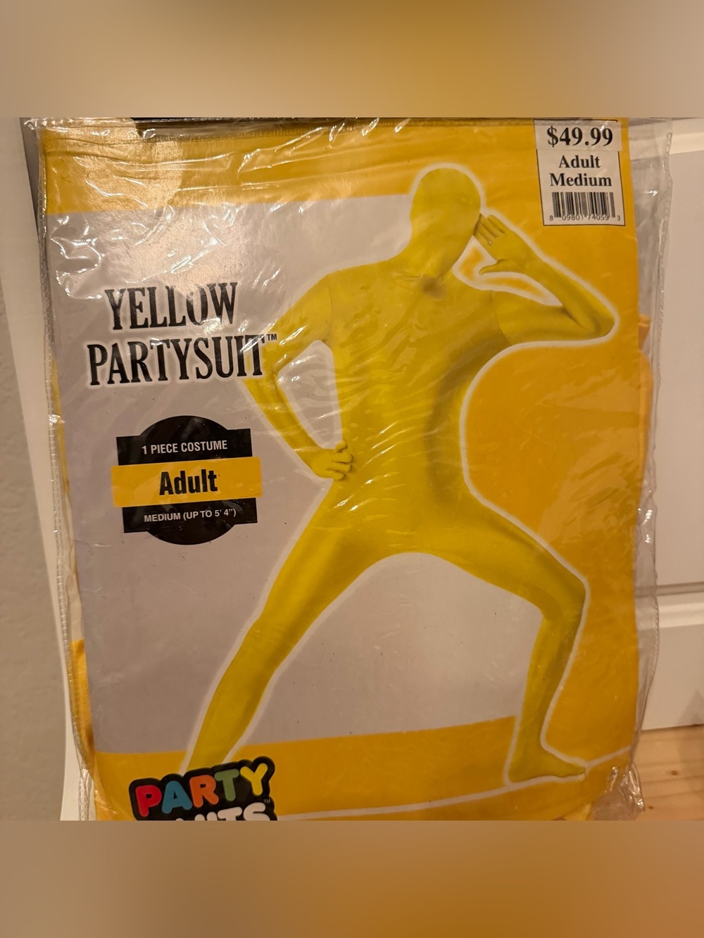 NEW Adults Large Yellow Jumpsuit Party Costume Full Body